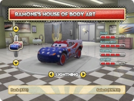 Pimp your <a href = https://www.mariowii.nl/wii_spel_info.php?Nintendo=Cars>Cars</a> at Ramone’s tattoo shop!