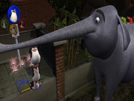 Toen kwam er een olifant met een lange snuit, die blies de pinguïns het spel uit...