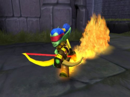 Here you see Flameslinger, with his fiery arrows and unmatched speed, shooting flaming arrows!