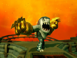 Ecco Knockout Terrafin. Questo Skylander è famoso per il suo dominio della sabbia, nessun ostacolo può fermarlo!