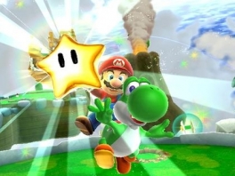 "Mario siger: ’Jeg har en stjerne.’<br />’Nej! Jeg har en stjerne!!’ siger <a href = https://www.mario64.nl/Nintendo64_Yoshis_Story.htm>Yoshi</a>"